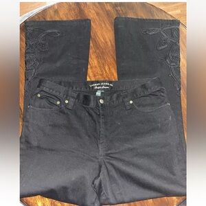 Lauren Jeans Co. Ralph Lauren Boot cut  embroidered black jeans Size 16 New